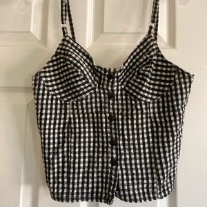 Vintage gingham button tank top